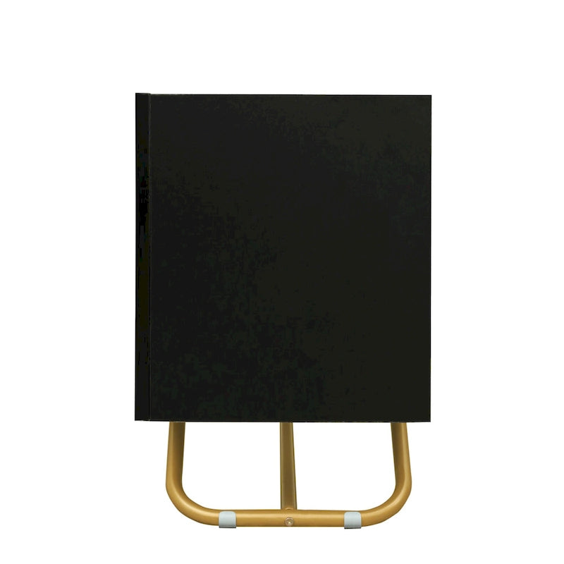 Modern TV Stand with Fluted Glass Doors and Gold Metal Frame