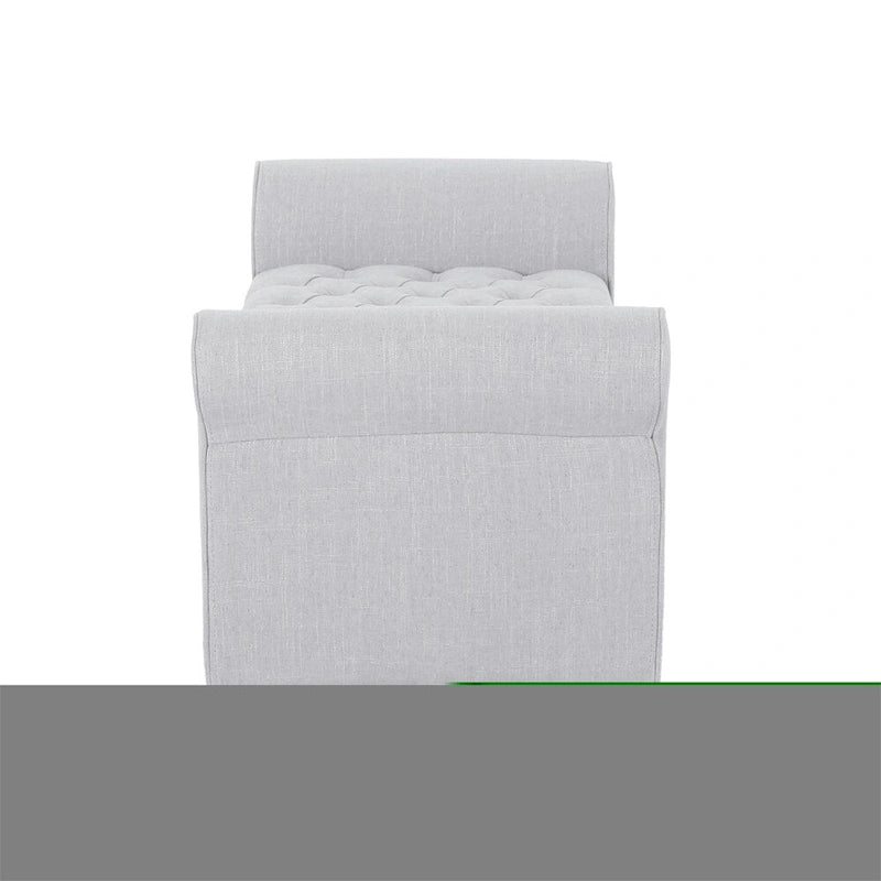 Tufted Armed Storage Ottoman Bench with Rolled Arms Button Stitching