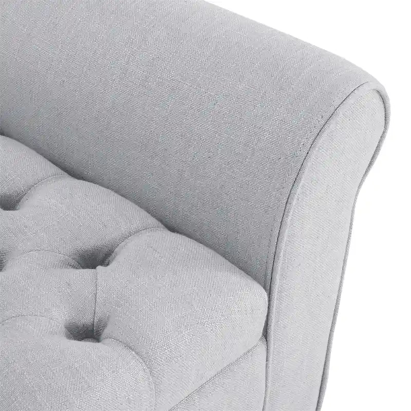 Tufted Armed Storage Ottoman Bench with Rolled Arms Button Stitching