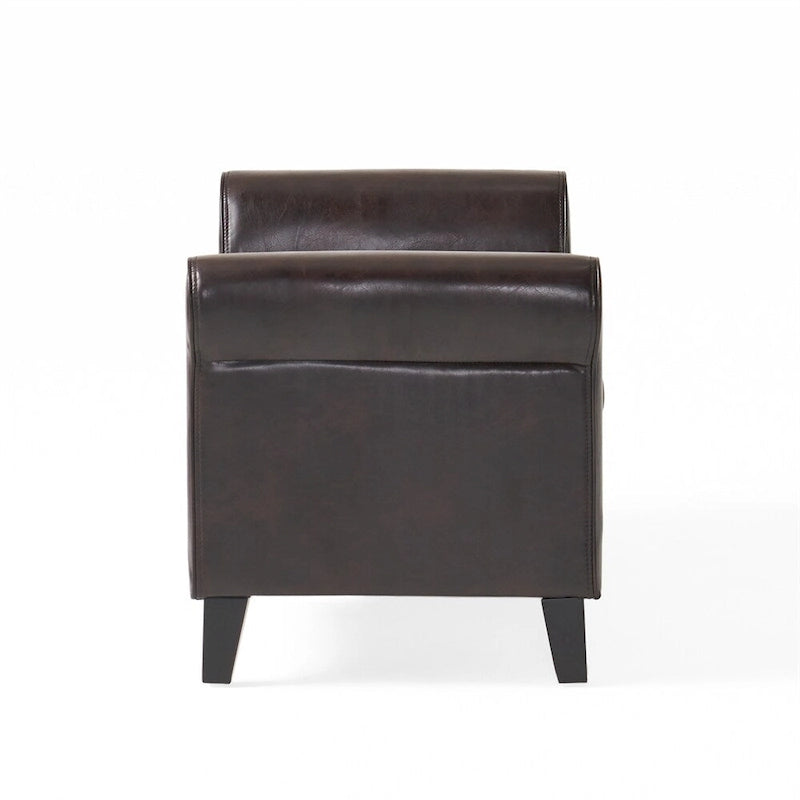 Tufted Armed Storage Ottoman Bench with Rolled Arms Button Stitching