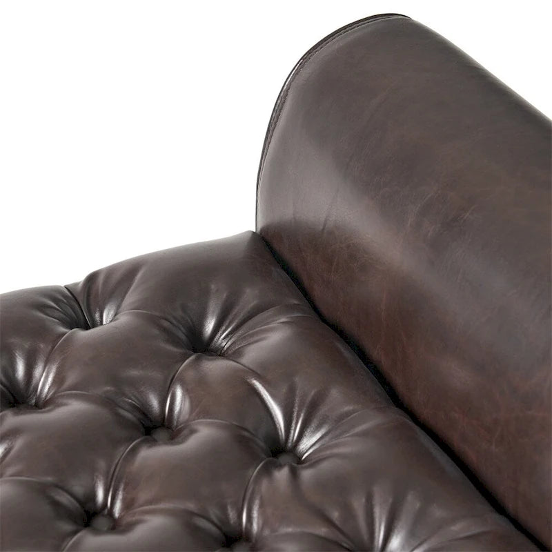 Tufted Armed Storage Ottoman Bench with Rolled Arms Button Stitching