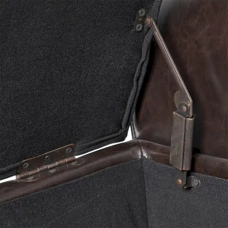Tufted Armed Storage Ottoman Bench with Rolled Arms Button Stitching