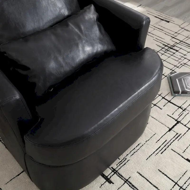 360 Degree Swivel Barrel Accent Chair PU Leather Cushioned Round Club Lounge Armchair