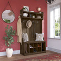 Transitional Entryway Hall Tree with Coat Hooks and Shoe Storage Bench