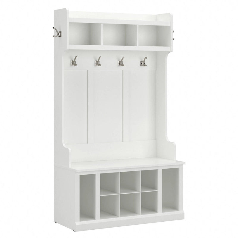 Transitional Entryway Hall Tree with Coat Hooks and Shoe Storage Bench