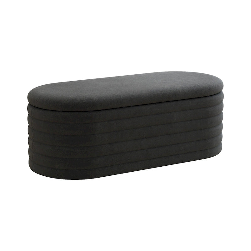 Upholstered Chenille Storage Ottoman Bench with Flip-Top Safety Hinge