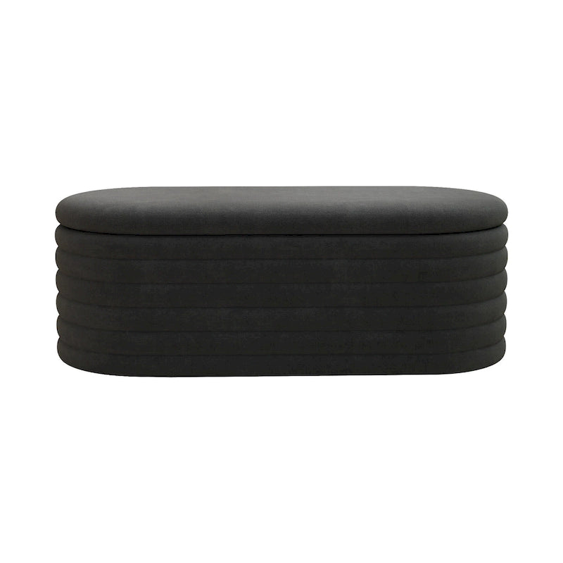 Upholstered Chenille Storage Ottoman Bench with Flip-Top Safety Hinge