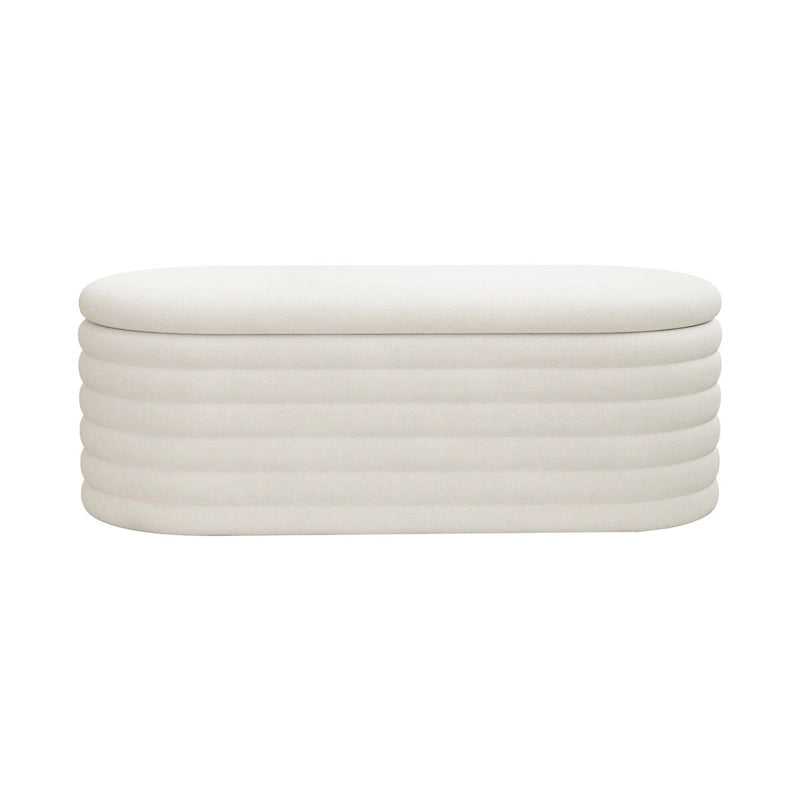 Upholstered Chenille Storage Ottoman Bench with Flip-Top Safety Hinge