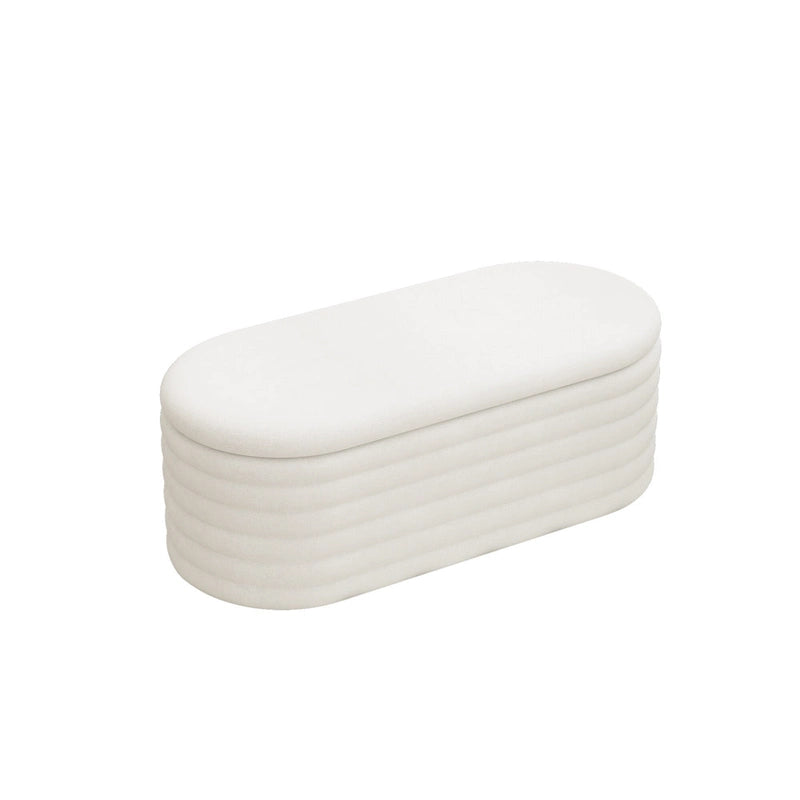 Upholstered Chenille Storage Ottoman Bench with Flip-Top Safety Hinge