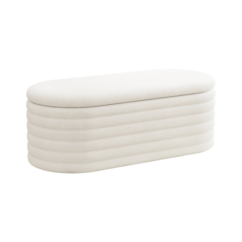 Upholstered Chenille Storage Ottoman Bench with Flip-Top Safety Hinge