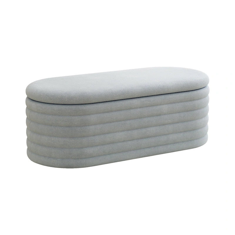 Upholstered Chenille Storage Ottoman Bench with Flip-Top Safety Hinge