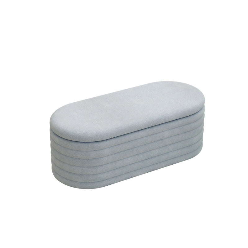 Upholstered Chenille Storage Ottoman Bench with Flip-Top Safety Hinge