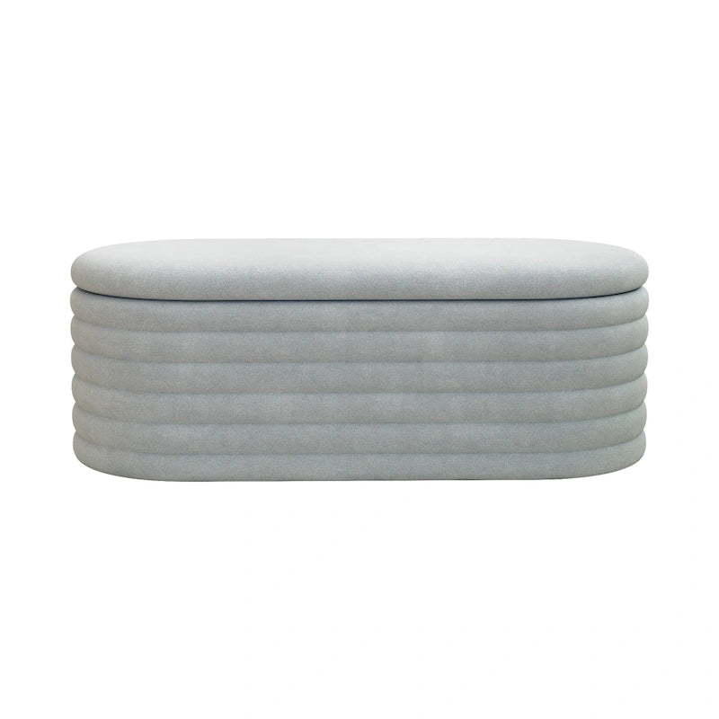 Upholstered Chenille Storage Ottoman Bench with Flip-Top Safety Hinge