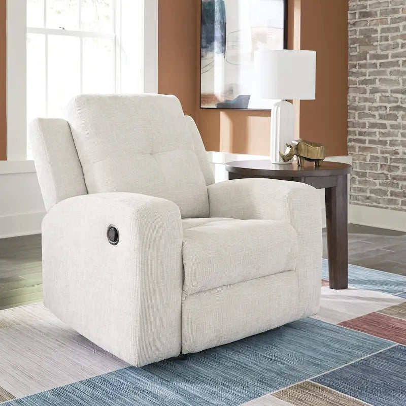 Zero Wall Recliner Chair Tufted Back Beige Orange Polyester Upholstery Pull Tab