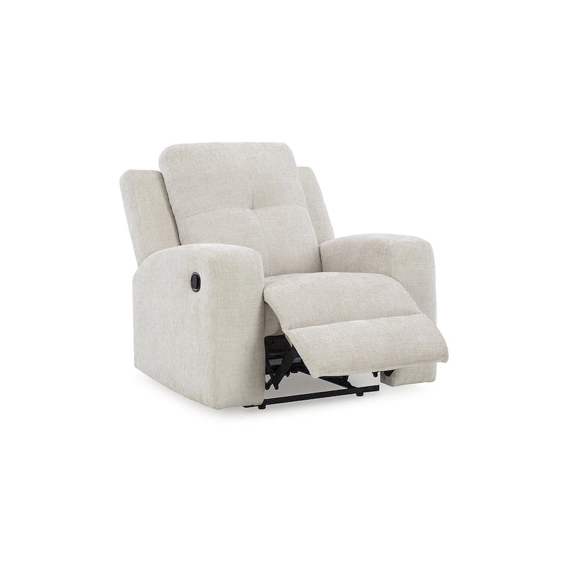 Zero Wall Recliner Chair Tufted Back Beige Orange Polyester Upholstery Pull Tab