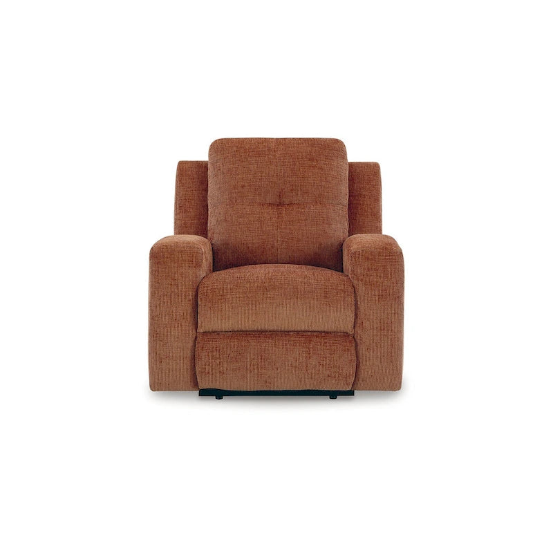Zero Wall Recliner Chair Tufted Back Beige Orange Polyester Upholstery Pull Tab