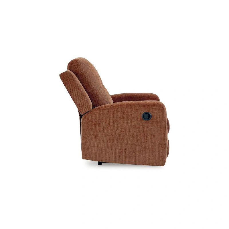 Zero Wall Recliner Chair Tufted Back Beige Orange Polyester Upholstery Pull Tab
