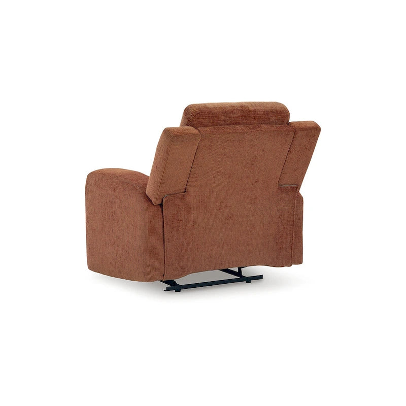 Zero Wall Recliner Chair Tufted Back Beige Orange Polyester Upholstery Pull Tab