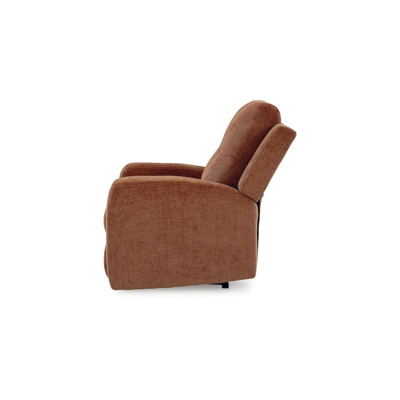 Zero Wall Recliner Chair Tufted Back Beige Orange Polyester Upholstery Pull Tab