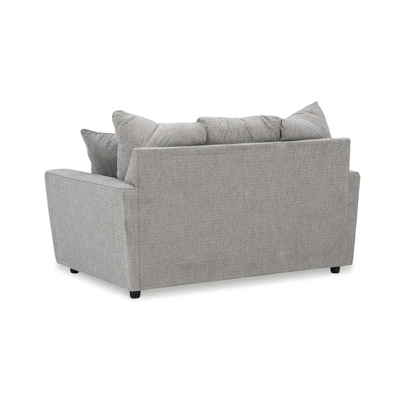 Gray Chenille Upholstered Sofa with Flared Arms and Accent Pillows