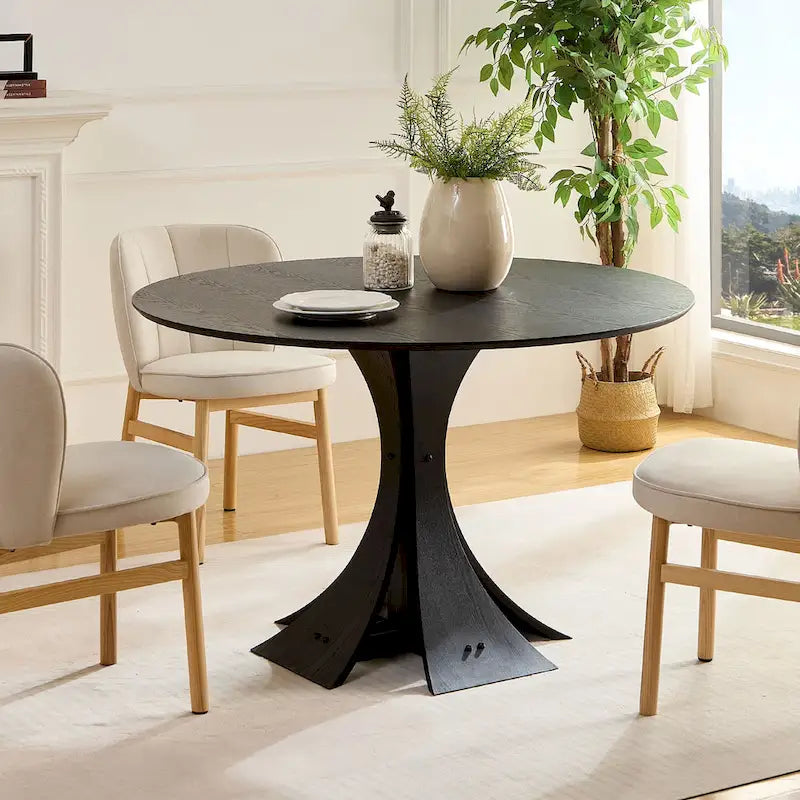 Ivory Upholstered Shell-Back Dining Chair with Natural Ash Wood Legs