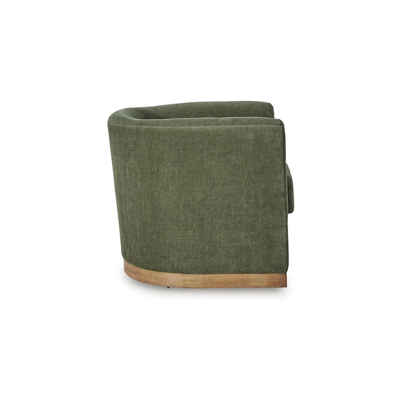 Forest Green Polyester Upholstered Swivel Accent Chair with Wood Base