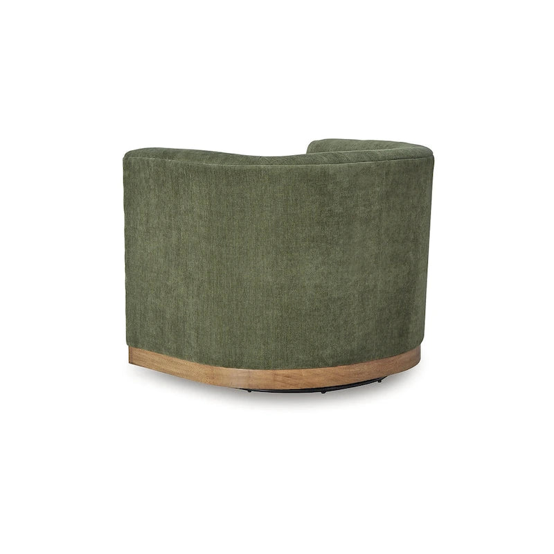 Forest Green Polyester Upholstered Swivel Accent Chair with Wood Base