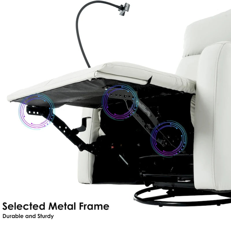 Power Recliner Swivel Rocker Chair with USB Port Light Gray