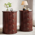 Oval Solid Wood Nightstand with 4 Drawers Cherry Black