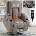Power Lift Recliner Chair with Massage Heating USB Cup Holders Brown