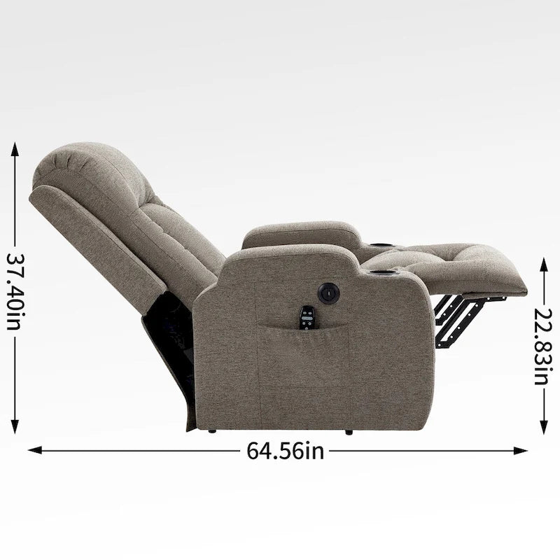 Power Lift Recliner Chair with Massage Heating USB Cup Holders Brown