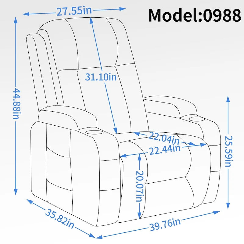 Power Lift Recliner Chair with Massage Heating USB Cup Holders Brown
