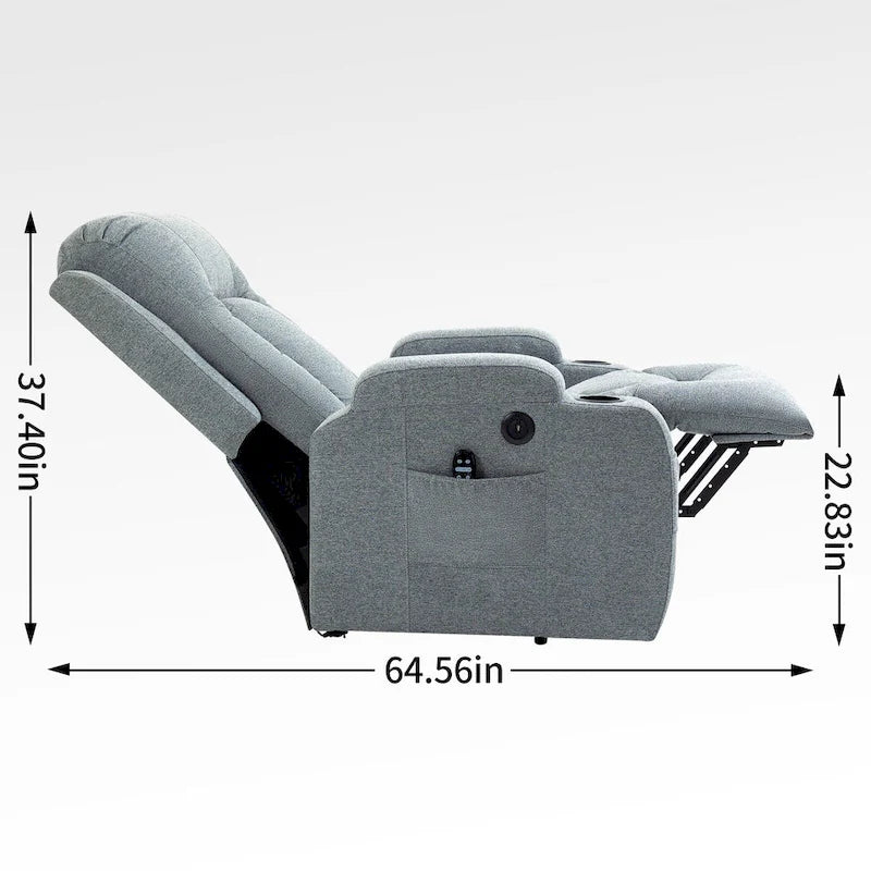 Power Lift Recliner Chair with Massage Heating USB Cup Holders Brown