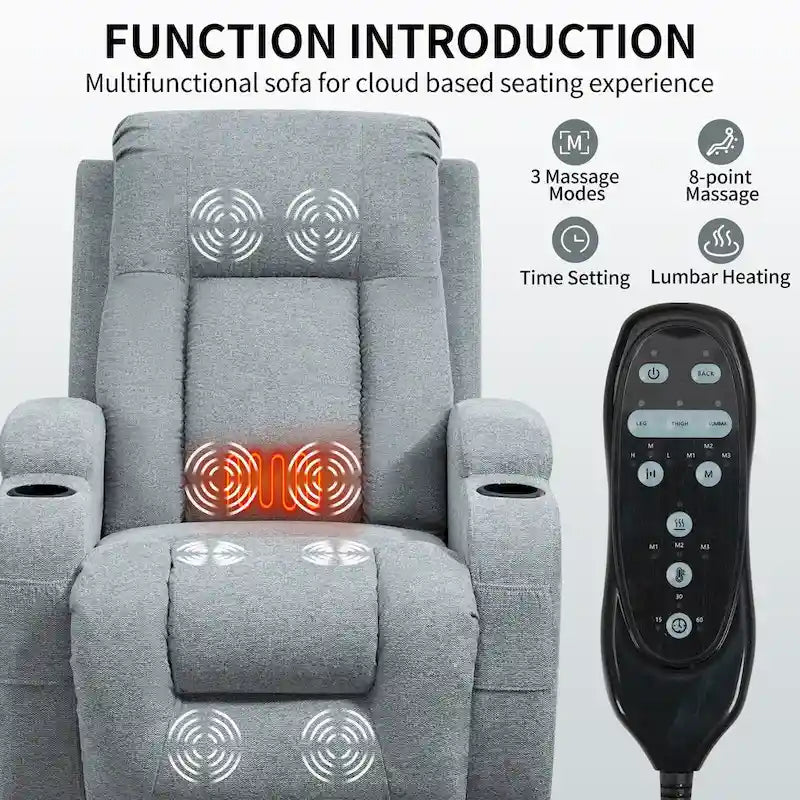 Power Lift Recliner Chair with Massage Heating USB Cup Holders Brown