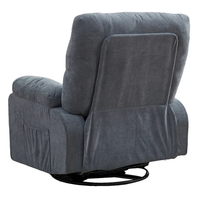 360 Swivel Fabric Recliner Lounge Chair with Pull-Out Footrest and Storage Pockets