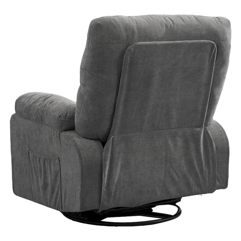 360 Swivel Fabric Recliner Lounge Chair with Pull-Out Footrest and Storage Pockets