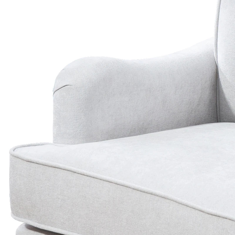 Retro Wooden Leg Accent Armchair with Chenille Upholstery and Spring Cushion, Blue & Oatmeal