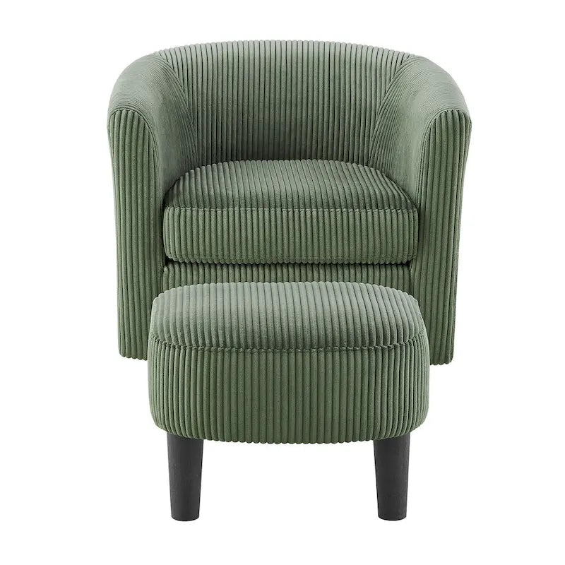 Green Corduroy Swivel Accent Chair with 360-Degree Rotation