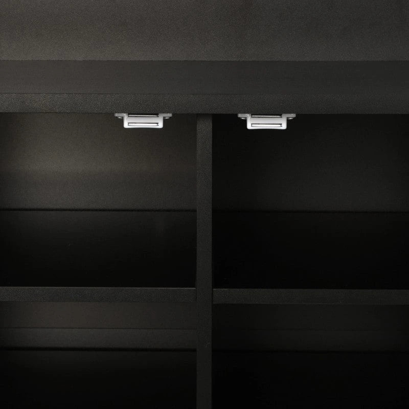 Black Entryway Hall Tree with Shoe Cubbies, Coat Hooks and Storage Bench