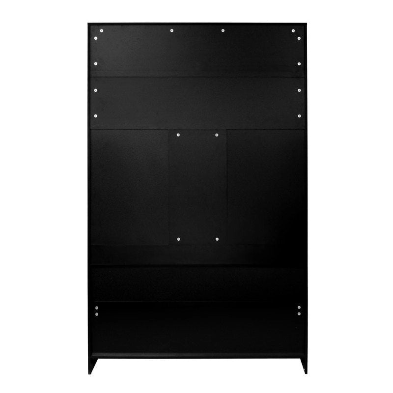 Black Entryway Hall Tree with Shoe Cubbies, Coat Hooks and Storage Bench