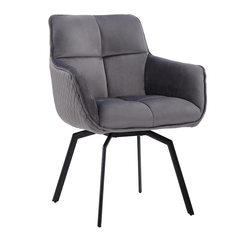 Swivel Velvet Accent Chair with Armrests and Metal Legs, Blue