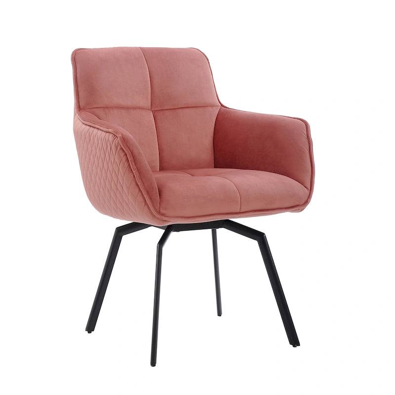 Swivel Velvet Accent Chair with Armrests and Metal Legs, Blue
