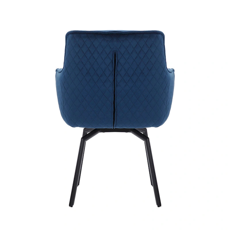 Swivel Velvet Accent Chair with Armrests and Metal Legs, Blue