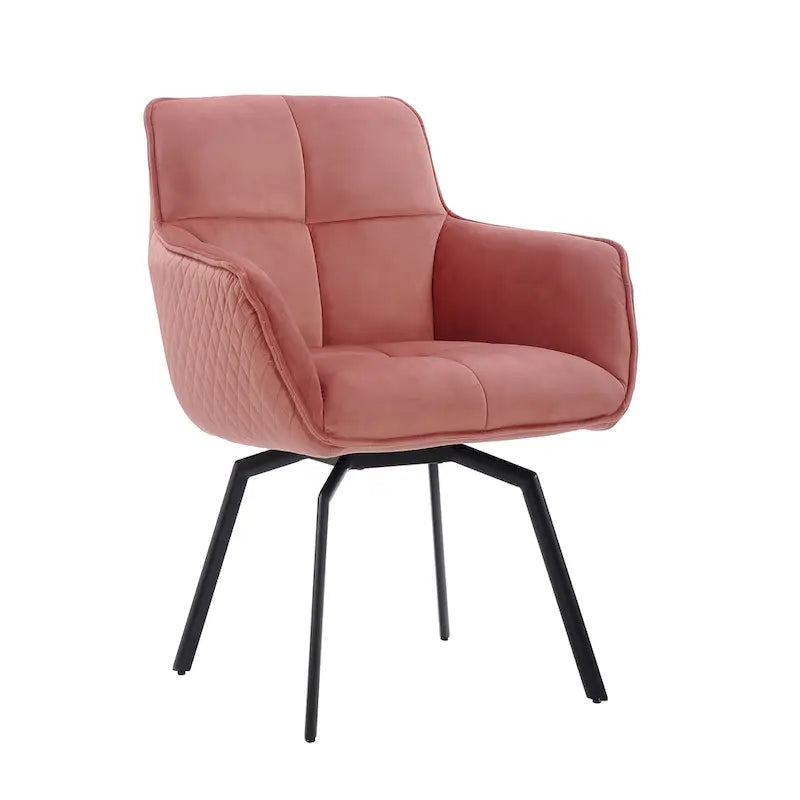 Swivel Velvet Accent Chair with Armrests and Metal Legs, Blue