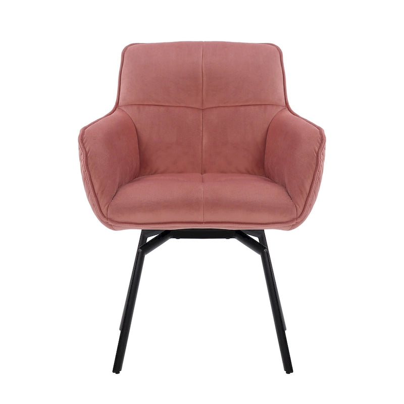 Swivel Velvet Accent Chair with Armrests and Metal Legs, Blue