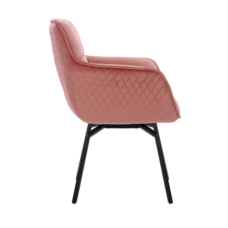 Swivel Velvet Accent Chair with Armrests and Metal Legs, Blue