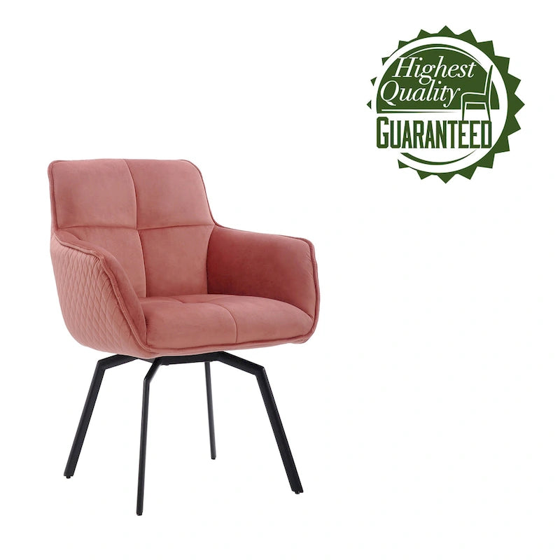 Swivel Velvet Accent Chair with Armrests and Metal Legs, Blue