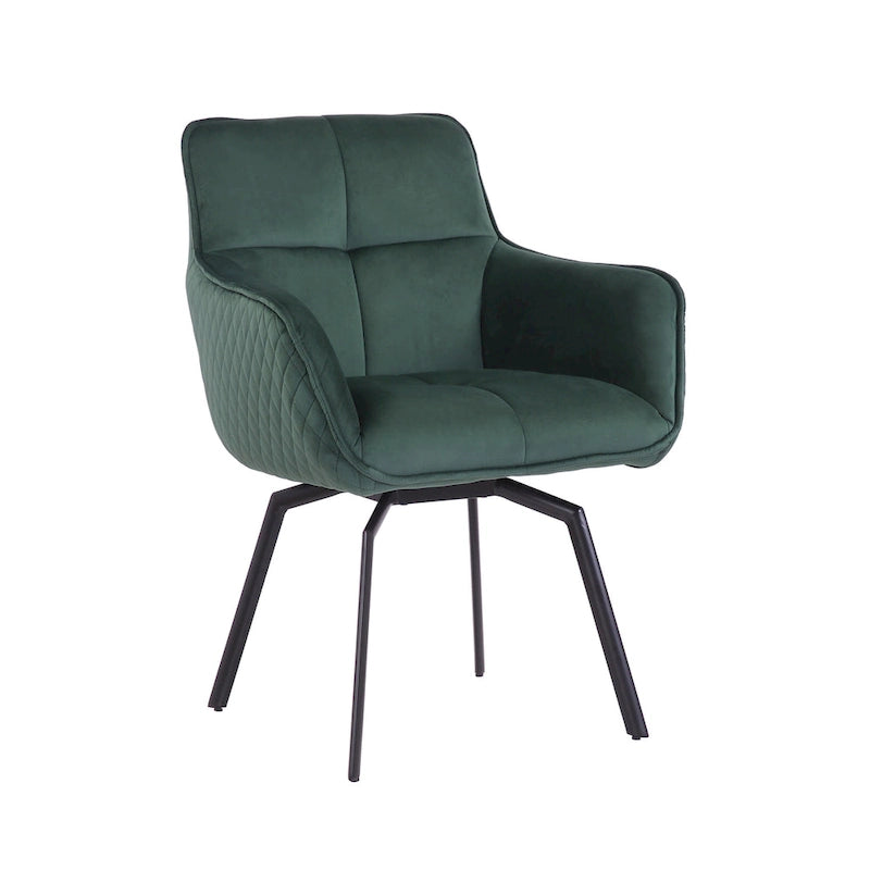 Swivel Velvet Accent Chair with Armrests and Metal Legs, Blue
