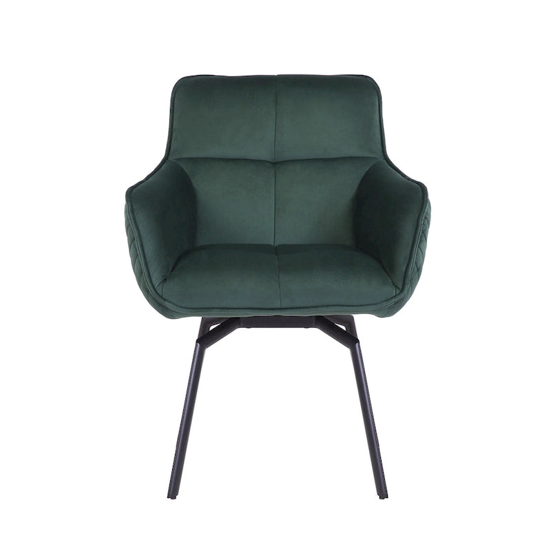 Swivel Velvet Accent Chair with Armrests and Metal Legs, Blue