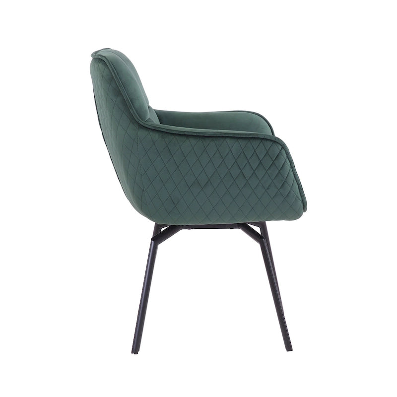 Swivel Velvet Accent Chair with Armrests and Metal Legs, Blue